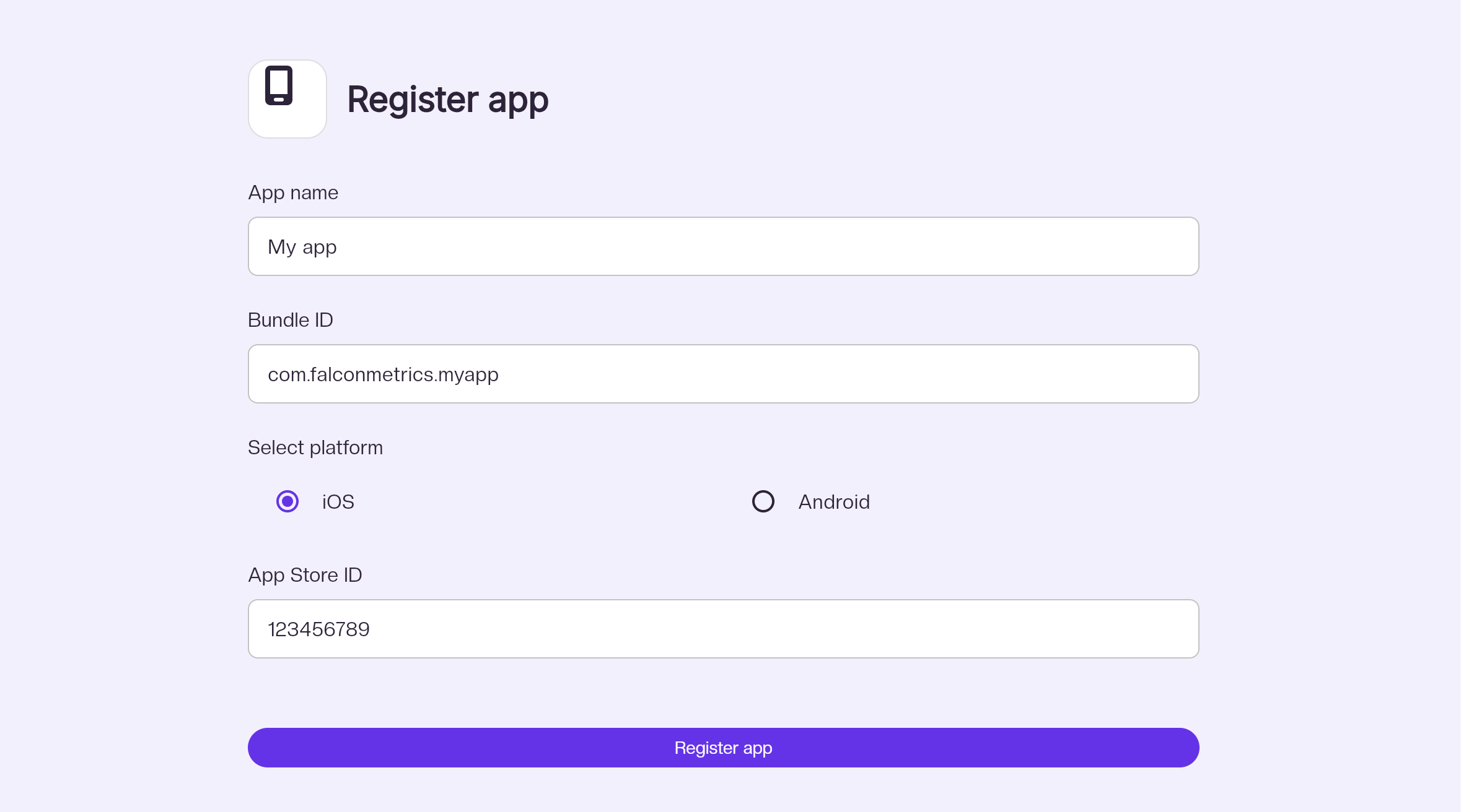 Register iOS app